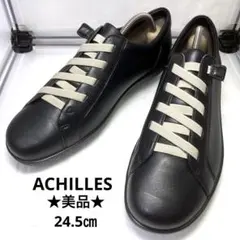 ★美品★アキレスソルボ ウォーキングシューズスリッポン ゴム紐 本革 厚底 軽量