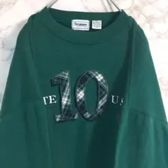 【デカロゴ×人気カラー】アースカラー　スウェット　刺繍　モスグリーン　ＸＬ