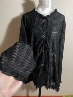 猫*こ様 透け感のあるブラックシャツ