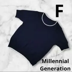 『Millennial Generation』レディース 半袖ニット F 紺✕白