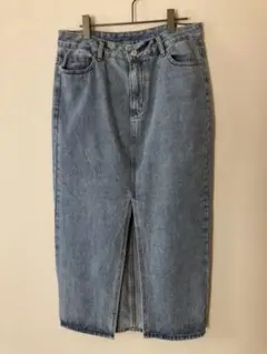 デニム 前スリットロングスカート