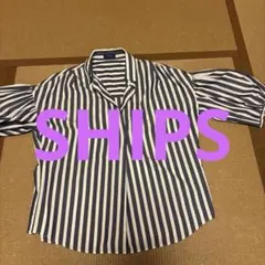 ships 5分袖シャツ　ストライプ