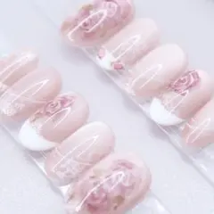 ウィッシュコア 薔薇 ネイルチップ バラ 花 転写ネイル ドットネイル
