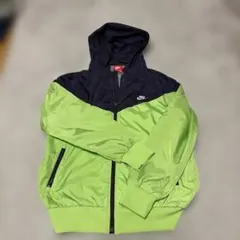 Nike ナイロンフード付きジャケット ネオンイエロー/ネイビー