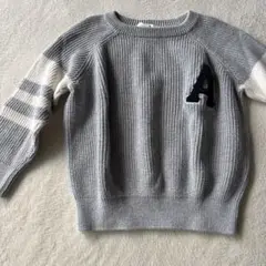 H&M グレー ボーダー セーター A刺繍