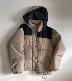 あ*し様 フード付きダウンジャケット ベージュ×黒