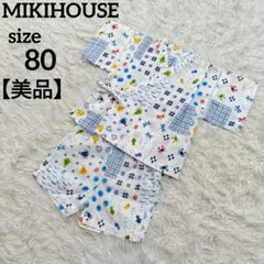 MIKIHOUSE ミキハウス 甚平 浴衣 80cm プッチーくん 総柄 美品