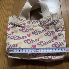 値下　新品　cher トートバッグ ミニ キャンバス ハート柄のサムネイル