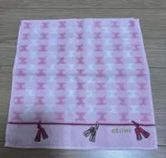 CELINE セリーヌ タオルハンカチ マカダム柄 ピンク