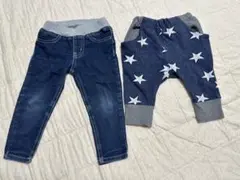しまむらデニムパンツ　90サイズ　西松屋サルエルパンツ五分丈80サイズ