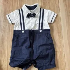 蝶ネクタイ付きロンパース 白・紺