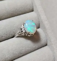 pt900 天然オパール ダイヤ付き リング 0.87ct 14号 4.63g - メルカリ
