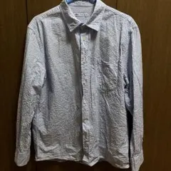 ZARA 青と白のストライプ 長袖シャツ L