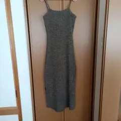 ノースリーブニットロングワンピース グレー系