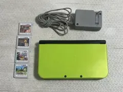 動作品】Newニンテンドー3DSLL 本体ブラック×ライム 充電器セット