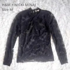 H&M NICKI MINAJ レーストップス 黒 シアー 長袖 M