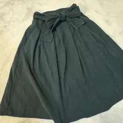 【ロペピクニック】ダークグリーン リボン付きフレアスカート