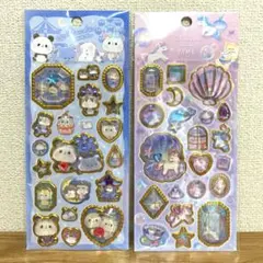 【２枚セット】宝石シール　ぷっくりシール　キラキラ　ジュエリーシール　パンダ