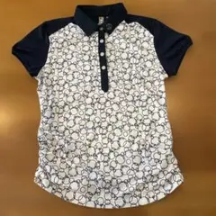 【美品】レディース アンパスィ and per se 半袖ポロ　紺　白　Mサイズ