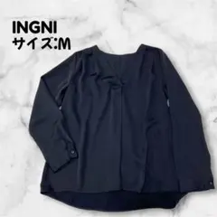 【INGNI】Vネック長袖ブラウスサイズ:M ブラック