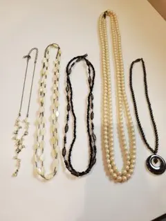 ヴィンテージアクセサリー 5点セット ロングパールネックレス含む 上品 レトロ