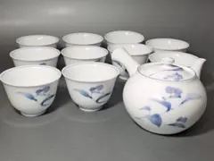 乃りたけ 急須 湯呑み セット★染付 花文様 和食器 飲食 店舗