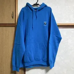 【古着】MANAGE* DESTROY パーカー M 青 ワンポイント 裏起毛