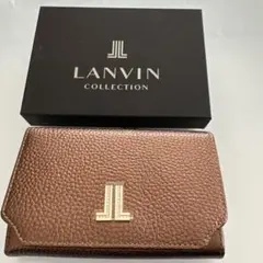 LANVIN 二つ折り財布 ブラウン レザー