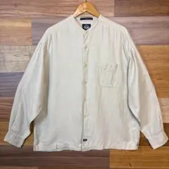 90s DOCKERS バンドカラー コットンリネン 長袖シャツ アメカジ 古着のサムネイル