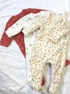 UNIQLOミッキー刺繍と星柄、GAPドット柄ロンパース3点セット