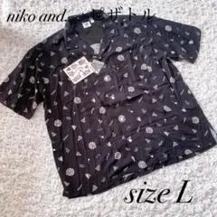niko and…×PIZZA TORI コラボ レーヨン総柄シャツ Lのサムネイル