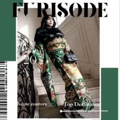 手描き友禅 金駒 グリーン ファーショール付き 振袖 フルセット 成人式