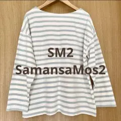 サマンサモスモス SM2 SamansaMos2 水色ボーダー 天竺Tシャツ