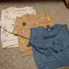 トレーナー スウェット 3着 セット くま 動物 クッキー まとめ売り 西松屋