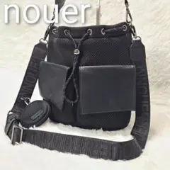 極美品✨nouer レザーライクポケット巾着メッシュバッグ 2way