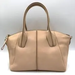 極美品 トッズ Dスタイリング ハンドバッグ トート レザー ピンクベージュ系