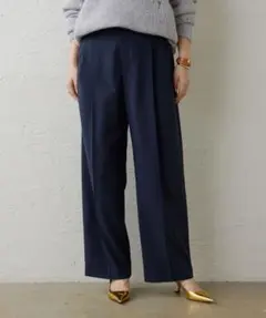 Whim Gazette ウィムガゼット ワイドタックパンツ 36 ダークネイビ