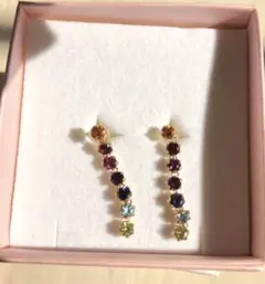 マルチカラーストーン ピアス　k10 天然石