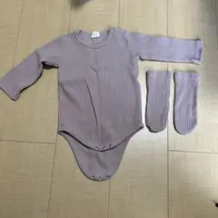 薄紫色 長袖ロンパース ソックスセット
