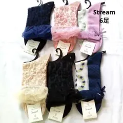 Stream　花柄　薄手ソックス　可愛い　新品タグ付き6足まとめ売り