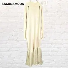 9926 ラグナムーン ラグランスリットニットバルーンワンピース Mアイボリー