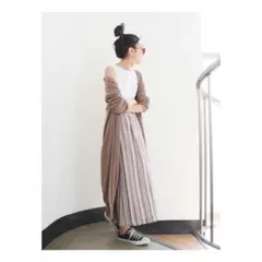 【アングリット】　ロングカーディガン　麻混　日焼け対策　羽織り　ボタンレスのサムネイル