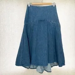 美品✦ZARA デニムフレアスカート ウエスト70cm インディゴブルーのサムネイル