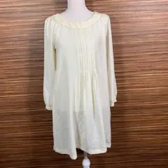 ワンピース Lサイズ相当 白 ホワイト 無地 レーヨン 長袖