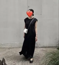 yonfaヨンファパイピングギャザーワンピース black黒M