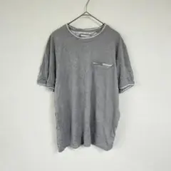 Tシャツ【M】半袖 グレー ポケット付き 無地 トップス