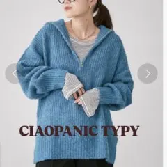 CIAOPANIC TYPY ミックスハーフジップニット　ブルー
