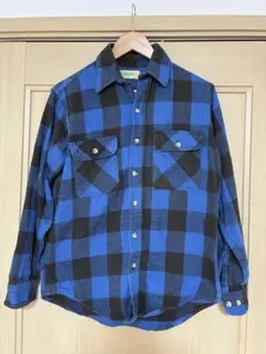 St. John's Bay ネルシャツ　青黒ブロックチェック　USA製　90s