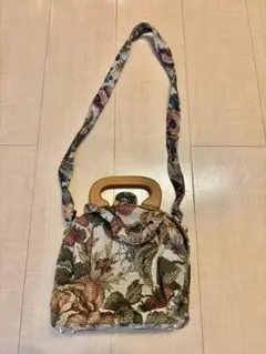 【古着】ヴィンテージ　ジャガード織　ハンドバッグ