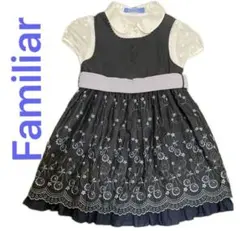 セットアップ　familiar 刺繍ワンピースと半袖ブラウス　110cm 紺色